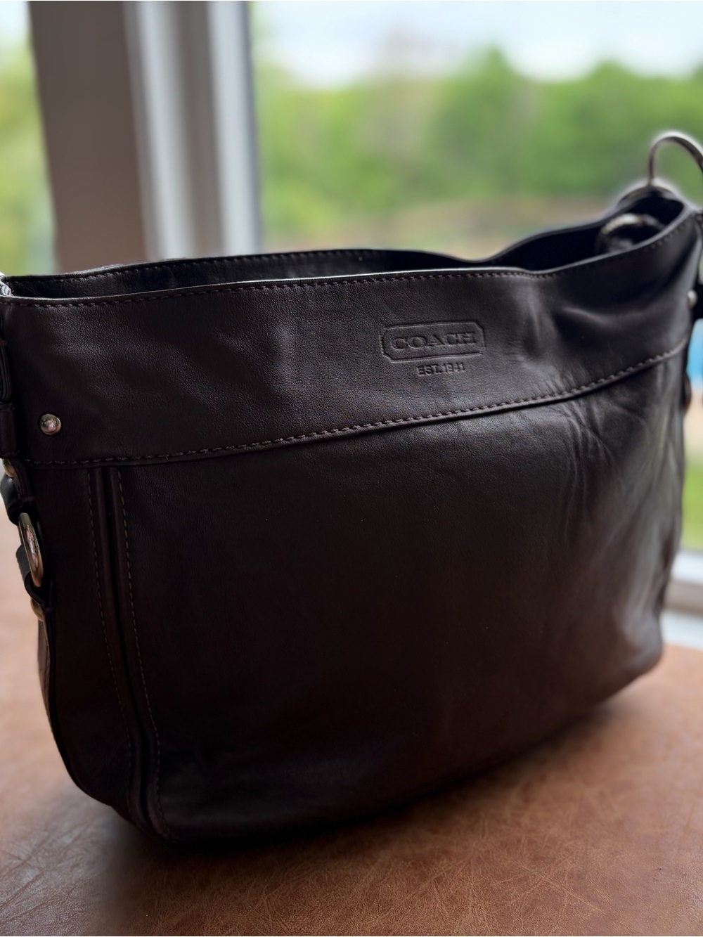 Coach Turquoise Interior Leather Patch Wristlet
